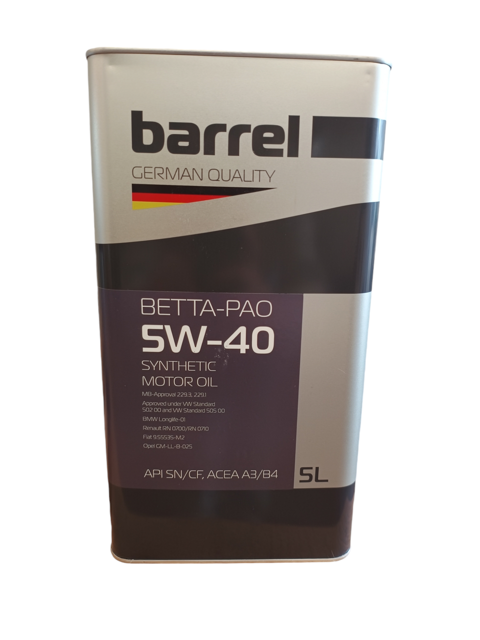 Моторне масло Barrel Betta-pao бензин/дизель 5W-40 5 л Німеччина, фото 1