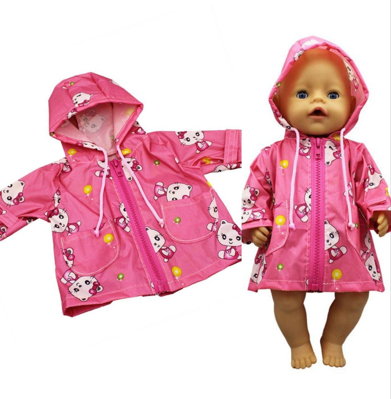 Одяг для ляльки Baby Born / Бебі Бона  40 - 43 см рожевий плащ з котиками 8852