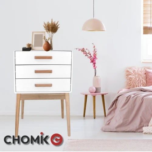 Тумба приліжкова Chomik AVESTA на три ящики у скандинавському стилі, фото 1