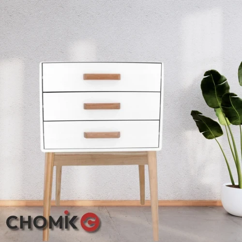 Тумба приліжкова Chomik AVESTA на три ящики у скандинавському стилі, фото 1