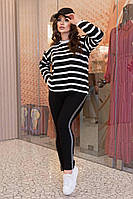 Джогери жіночі з турецького джинсу на флісі із лампасом (Батал), фото 4