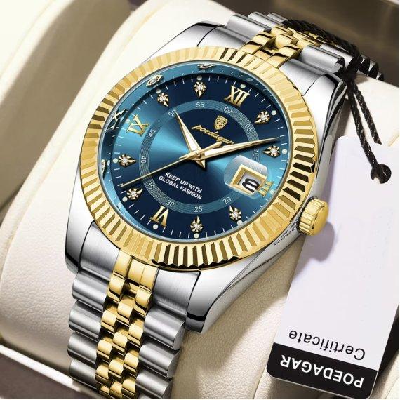 Чоловічий наручний класичний годинник Poedagar Dublin (Сріблястий з золотистим), фото 1