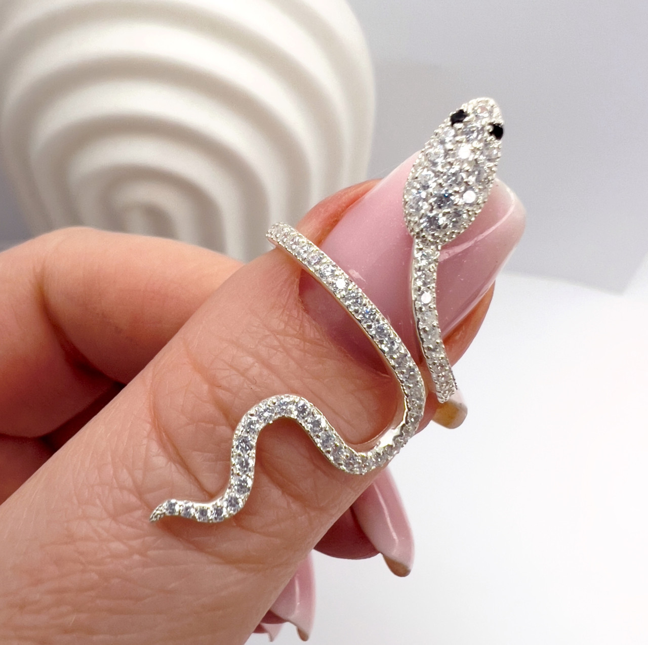 Срібна каблучка Змія (можна у позолоті), фото 1