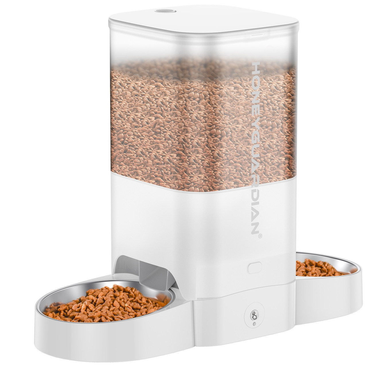 Автоматична смарт-годівниця для собак HoneyGuaridan S305D 5 л Wi-Fi з двома мисками, білий, фото 1
