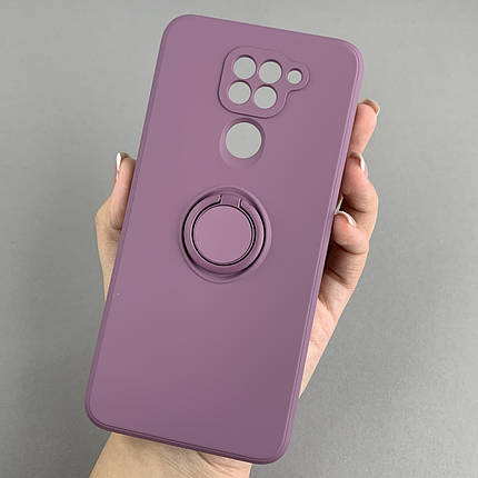 Чохол для Xiaomi Redmi Note 9 матовий з кільцем тримачем чохол на телефон сяомі редмі нот 9 чорничний cfc, фото 1
