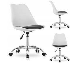 Стілець офісний на коліщатках ALBA Білий з сірою подушкою 3330