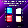 Портативне відеосвітло RGB підсвічування для фото та відеозйомки світлодіодне LED накамерне світло Light Pro, фото 5
