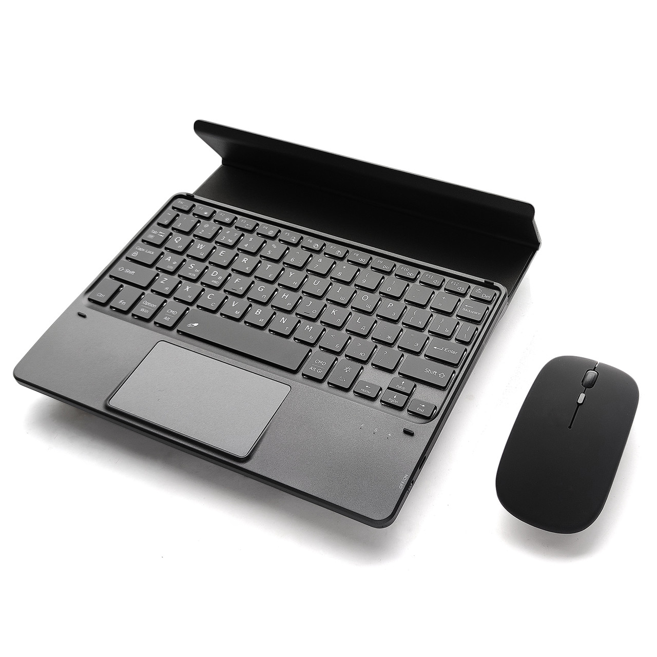 Клавіатура-підставка бездротова Smart Keyboard + Мишка для планшета Ru+En Black