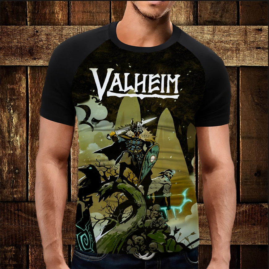 Футболка-реглан з 3D принтом Valheim Валхейм арт малюнок 001 ВСІ Розміри, фото 1