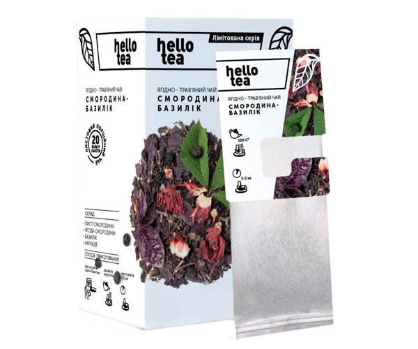 Чай ягідно - травʼяний Смородина - Базилік Hello Tea, 20 шт