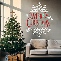 Набір новорічних наклейок Веселого Різдва Merry Christmas декор вікон Happy Pocket Червоний матова 38х48см