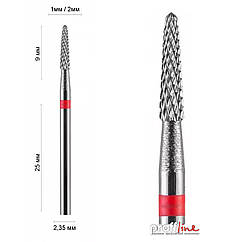 Фреза твердосплавна 21180 DLX Конус малий Ø 2 мм червона (DXF000371)