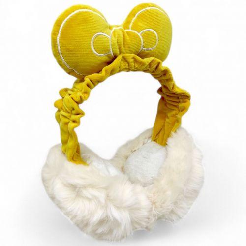 Хутряні навушники "Бантики", гірчичні, фото 1