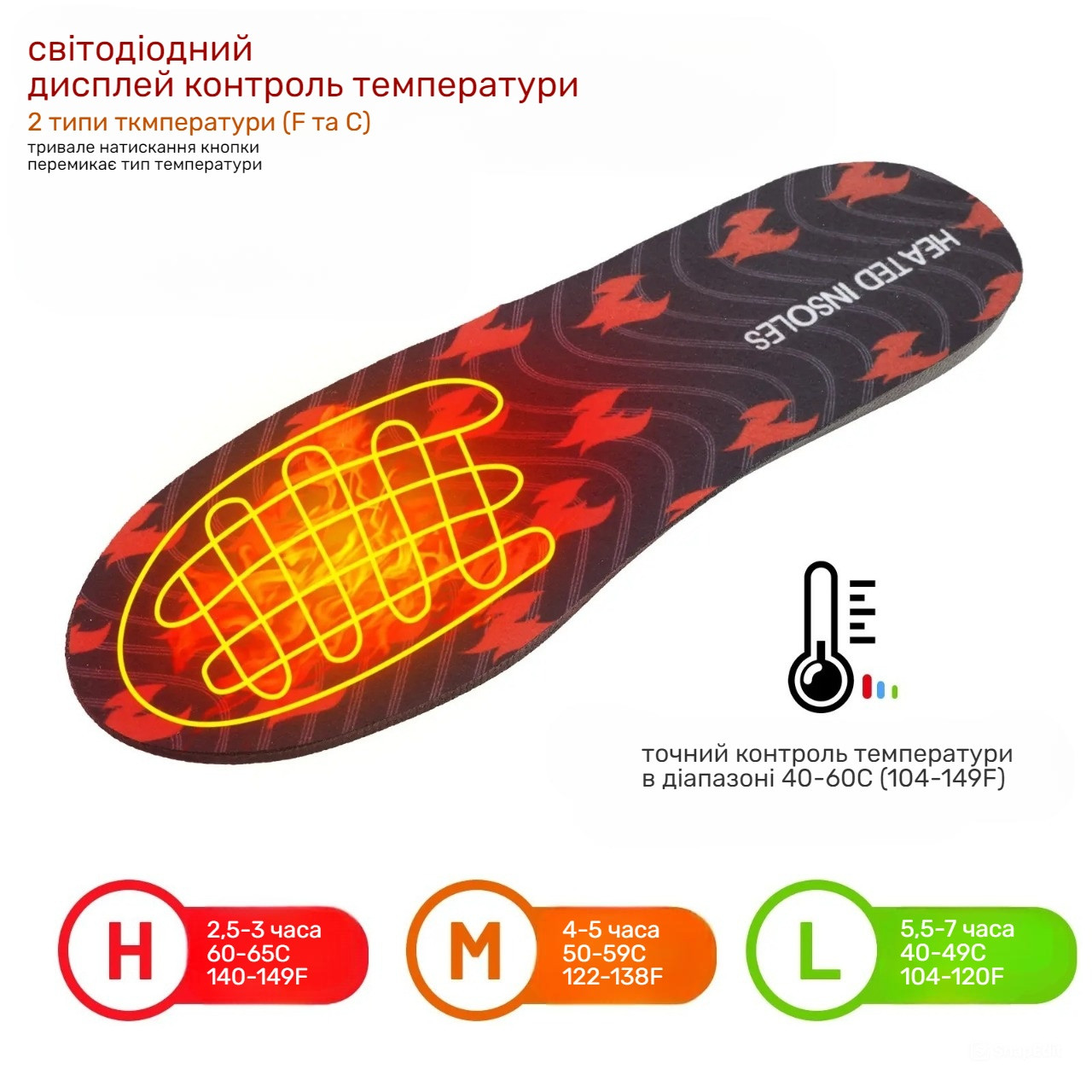 Стелькі з підігрівом  Winna.Etech бездротові 2000 mAh, радіоуправляються пультом L( 43-46)