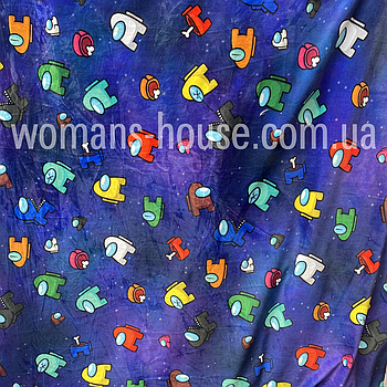 Тканина велюр Плюш (спорт) принт друкований дитячий Амонг Ас