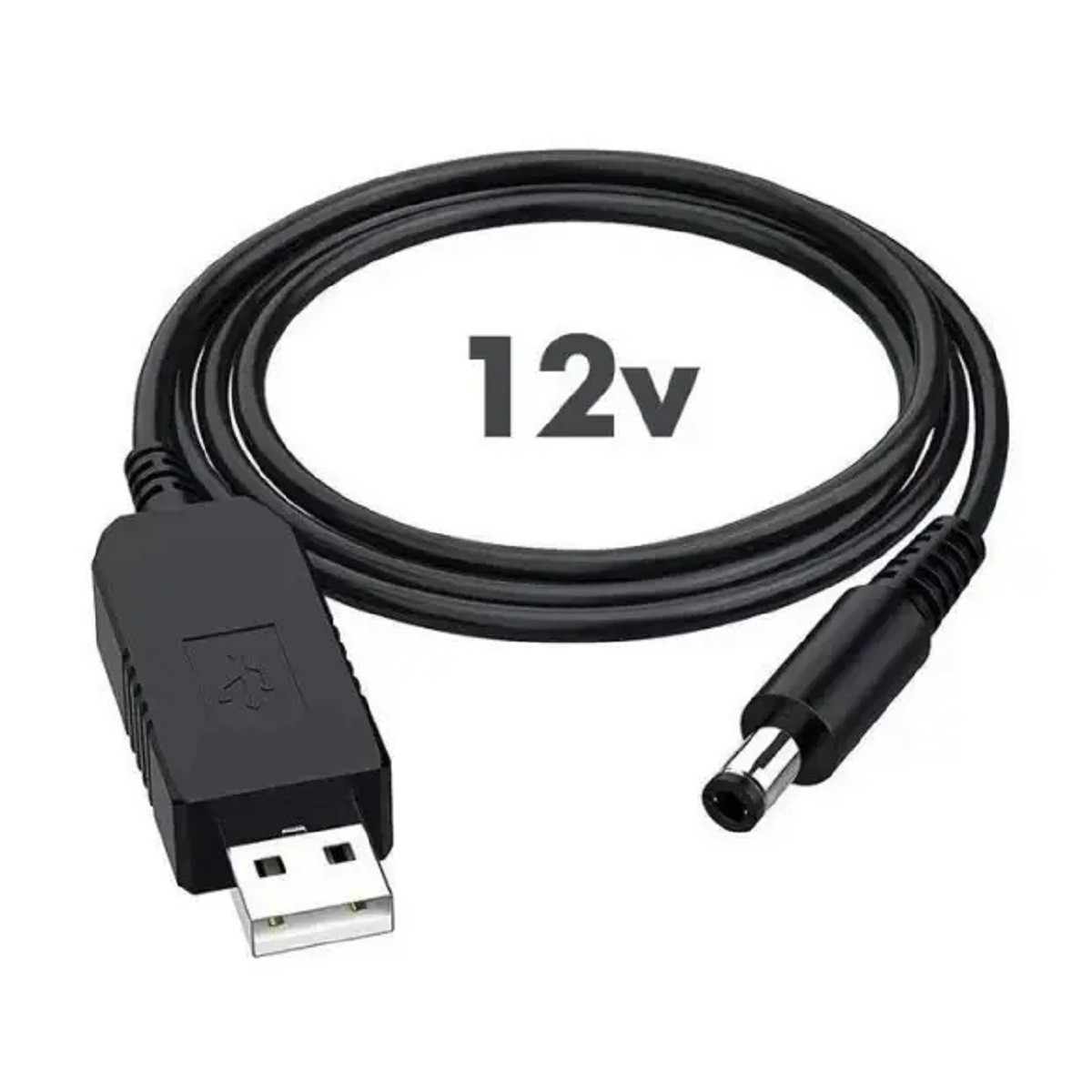 Кабель з перетворювачем напруги 5V - 12V 2А USB-5.5 для живлення роутера від павербанку 1 м