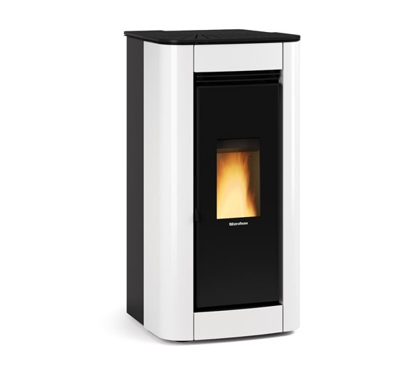 Автоматична пелетна піч-камін з вентиляцією та подвійним склом NORDICA Ilary Plus white — 8 кВт, фото 1