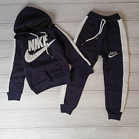 Зимовий теплий спортивний костюм для хлопчика худі з капюшоном і штани з манжетом
