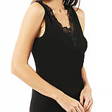 Майка жіноча чорна на широкій бретелі з мереживом Розмір M L XL XXL, фото 2