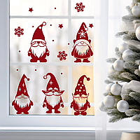 Набір новорічних наклейок Зимові Гноми 5 шт. Сніжки зірки Happy Pocket Червоний матовий Набір S