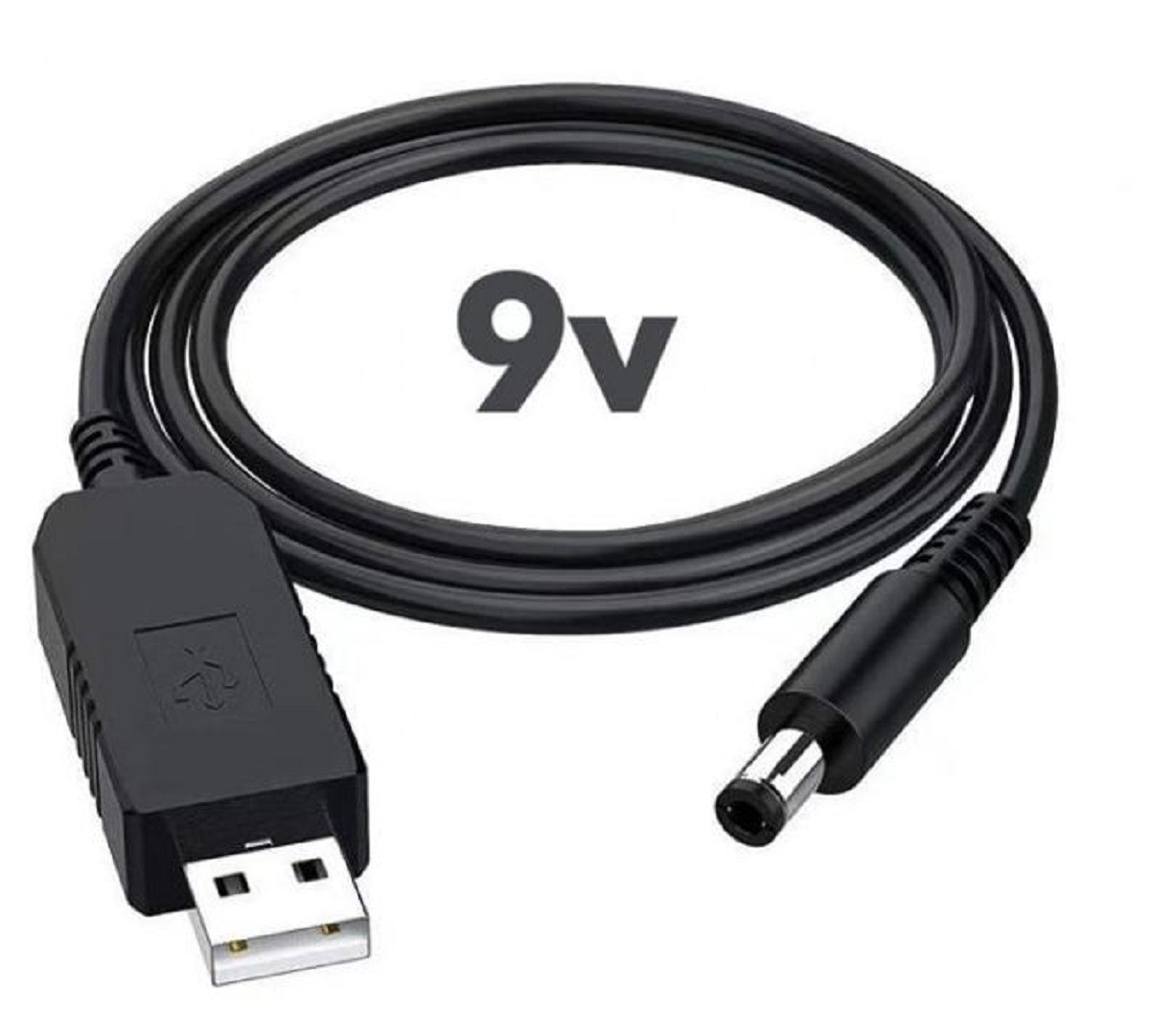 Кабель з перетворювачем напруги 5V - 9V 1А USB-5.5 для живлення роутера від павербанку 1 м