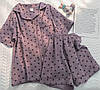 Жіноча піжама, костюм для дому з мусліну (сорочка та шорти). Розмір L (заміри в описі). Фіолетовий, фото 3