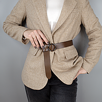 Ремінь жіночий шкіряний коричневий HC-3471 (130 см) під піджак та пальто