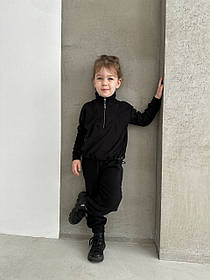 Чорний флісовий теплий спортивний костюм для хлопчика для дівчинки