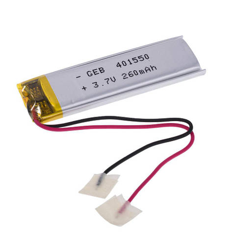 LiPo 260 mAh, 3,7V, 4x15x50мм GEB акумулятор літій-полімерний GEB401550, фото 1