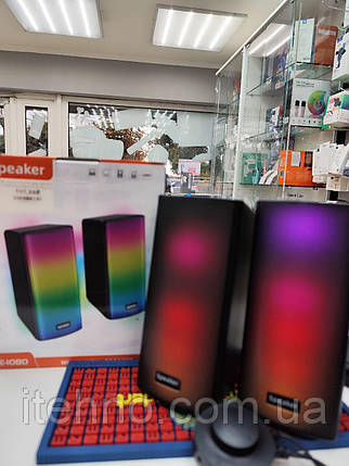 Колонка комп'ютерна Speaker E-1080 Mini Digtal Led (Чорний), фото 1
