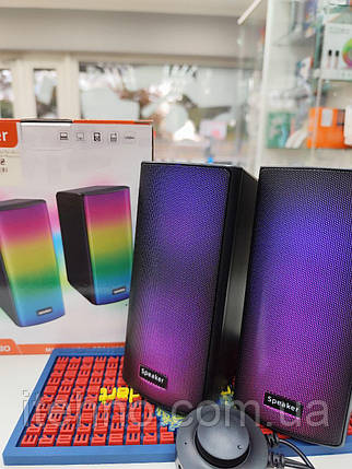 Колонка комп'ютерна Speaker E-1080 Mini Digtal Led (Чорний), фото 3