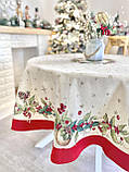 Кругла Новорічна скатертина гобеленова  Ø160 см., фото 4