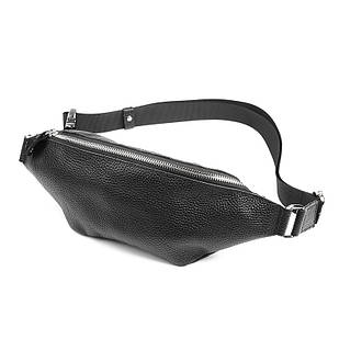 Сумка бананка чоловіча з натуральної шкіри флотар 806510 (Чорний)