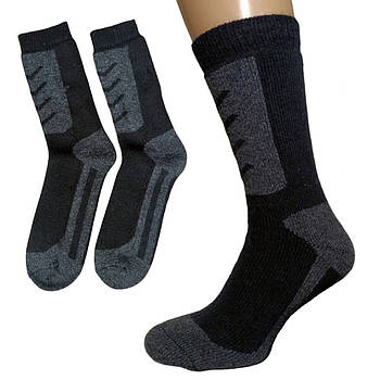 Чоловічі термошкарпетки 42-46р, Kardesler Lambswool Termal Socks, Чорні / Зимові високі трекінгові шкарпетки