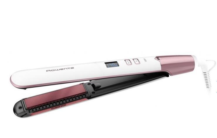 Випрямляч Rowenta Volumizer, >240Вт, темп.режимів-8, 140-210С, дисплей, іонізація, кераміка, біло-рожевий