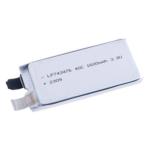 LiPo 1600 mAh, 3,7V, 7,4x34x77мм LiPower акумулятор літієво-полімерний LP743476, фото 1