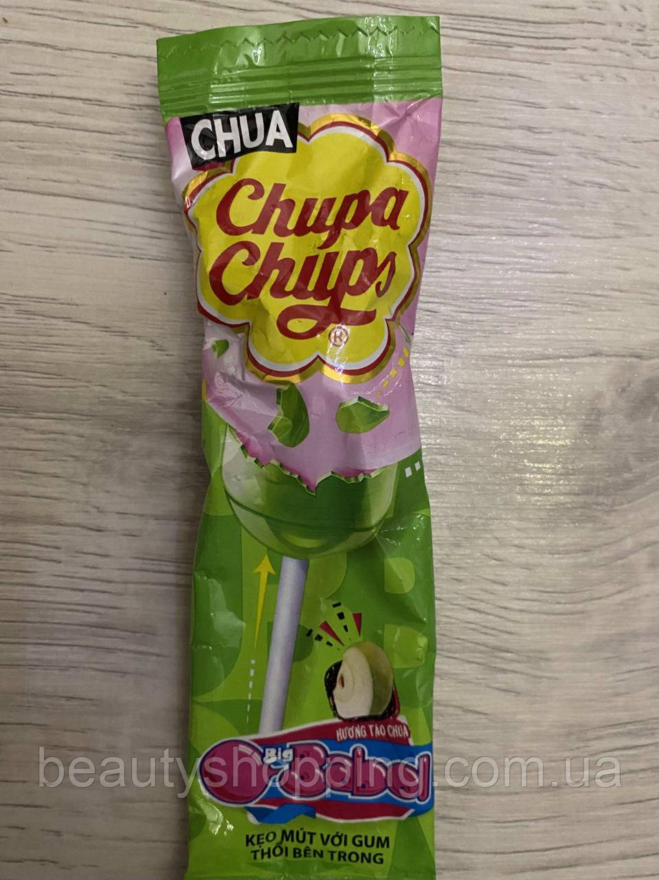 Chupa Chups Apple Big Babol Чупа Чупс льодяник на паличці зі смаком яблука зі жуйкою Біг Бабл 15 г