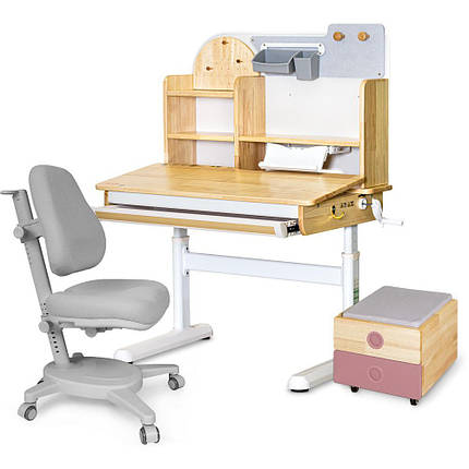 Комплект (L) Mealux Cтол Timberdesk Wood S Тумба BD-920-2 PN + Крісло Onyx G, фото 1