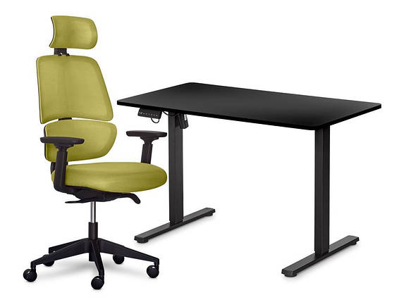 Комплект Mealux PowerDesk Lite Black + Leo Air Plus Green (арт. EVO-201 Lite B/B +Y 546 KZ), фото 1