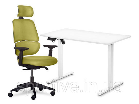 Комплект Mealux PowerDesk Lite White + Leo Air Plus Green (арт. EVO-201 Lite W/W +Y 546 KZ), фото 1