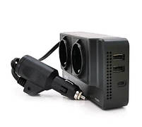 Інвертор перетворювач постійного струму Q-CC8200 300 Вт 12/220V 2 розетки 2 USB TypeC