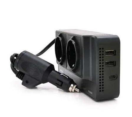Інвертор перетворювач постійного струму Q-CC8200 300 Вт 12/220V 2 розетки 2 USB TypeC, фото 1