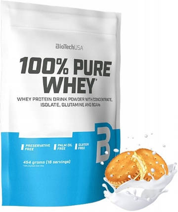 Протеїн BioTech 100% Pure Whey 454 g печиво з кремом, фото 2