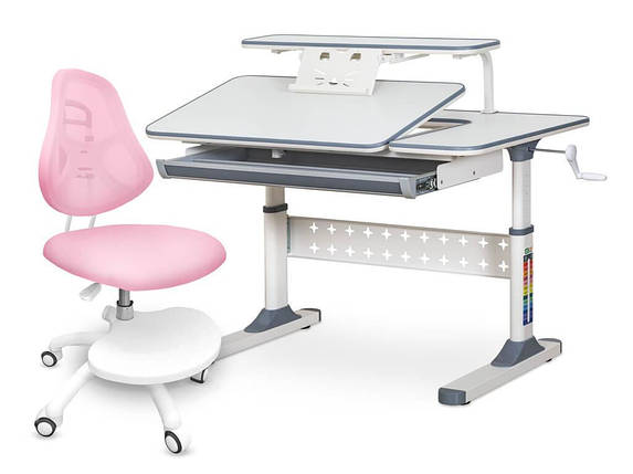 Комплект парта Ergokids TH-320 Grey + крісло ErgoKids Y-400 PN (арт. TH-320 W/G + Y-400 PN), фото 1