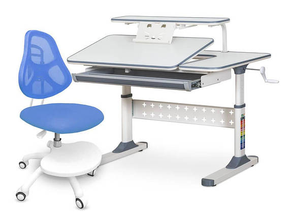 Комплект парта Ergokids TH-320 Grey + крісло ErgoKids Y-400 BL (арт. TH-320 W/G + Y-400 BL), фото 1
