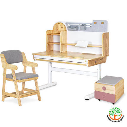 Комплект (L) Mealux Cтол Timberdesk Wood L + Тумба BD-920-2 PN + Крісло Carlo Grey, фото 1
