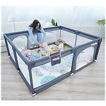 Дитячий манеж ISERE PREMIUM 150x180 Сірий + двосторонній поролоновий килим + 50 кульок + сумка + органайзер, фото 3
