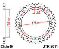 Звезда задняя JT JTR2011.42