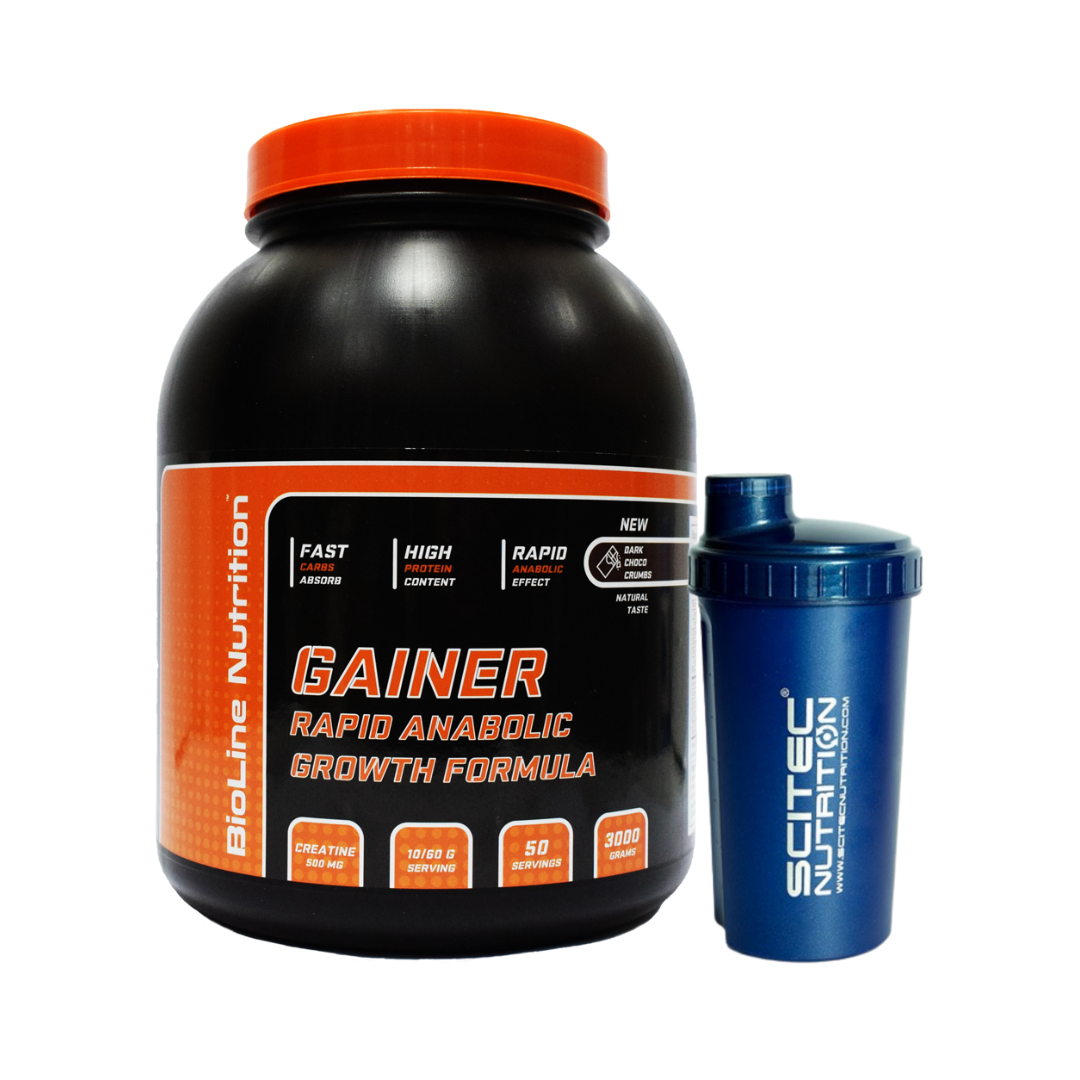 Гейнер для Набору Маси/Ваги RAPID ANABOLIC GAINER Шоколад із креатином у складі, 3 кг + шейкер!