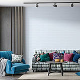 Самоклеючі 3D панелі для стін білі 70х70 см рельєфне покриття з поліпропілену цегла декоративне оформлення інтер'єру, фото 5